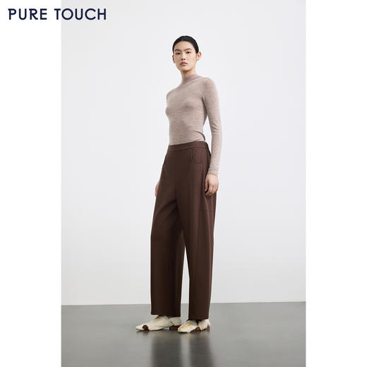商场同款PURE TOUCH女装25秋冬新款高腰宽松长裤精纺羊毛弯刀裤 商品图1