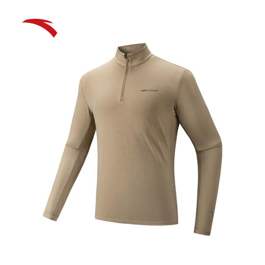 安踏户外加绒长袖t恤男冬季新款半拉链加厚运动服上衣152546406N 商品图1