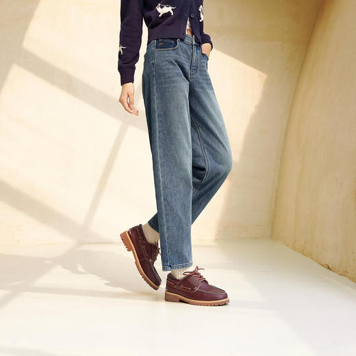 森柔|森马牛仔裤女冬季宽松半松紧腰抓毛长裤街头潮酷遮胯锥形裤 商品图2