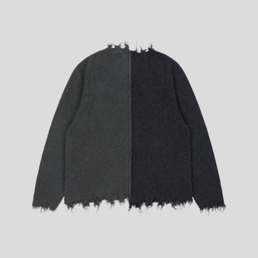 GOODBAI 916 logo贴布圆领撞色拼接破坏长袖针织衫 商品图4