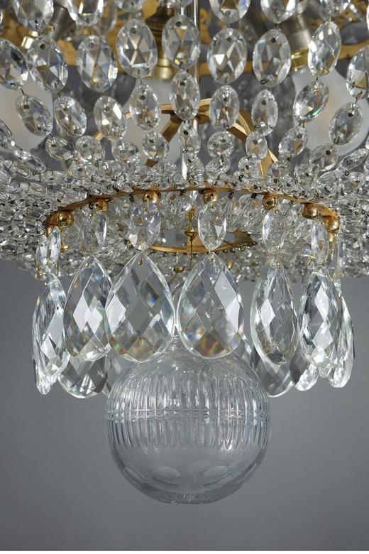 独角鹿西洋古董 19世纪法国出品帝政风格铜鎏金精雕装饰热气球造型水晶吊灯 商品图5