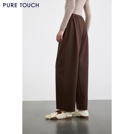 商场同款PURE TOUCH女装25秋冬新款高腰宽松长裤精纺羊毛弯刀裤 商品图4