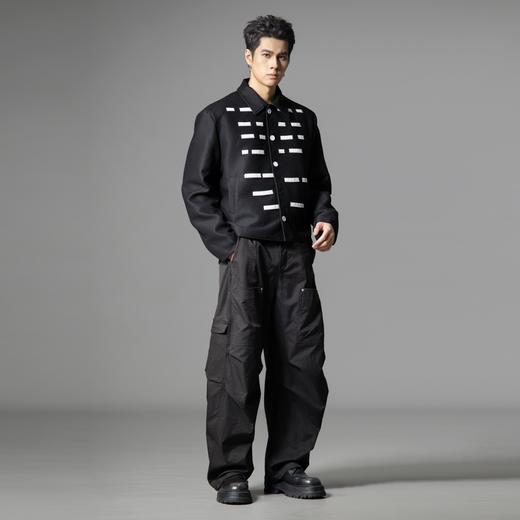 PINLI品立2025秋冬新款撞色垫肩休闲夹克男潮牌翻领短款西服外套GD253104157 商品图1