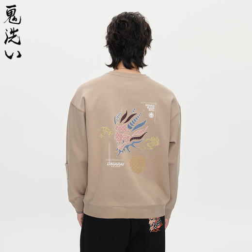 ONIARAI/鬼洗25秋冬复古日系和柄纹样仿拼布薄绒卫衣男 B240154 商品图1