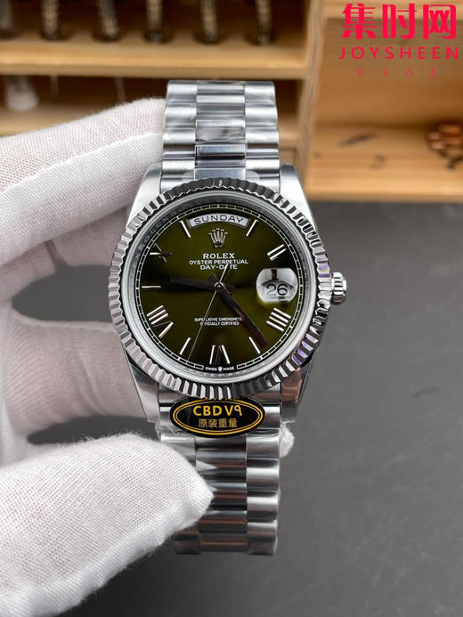 CBD配重版 V9升级版 重量200克+ 劳力士星期日历型系列 日志40mm 白金橄榄绿DD 商品图0