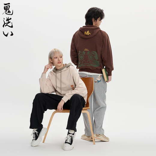 ONIARAI/鬼洗25秋冬棒达摩毛边缝宽松廓形连帽卫衣男女 N240155 商品图1