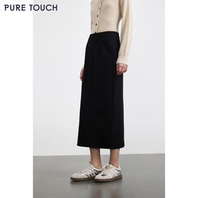 商场同款PURE TOUCH女装25秋冬新款高腰直筒半裙H型黑色过膝长裙