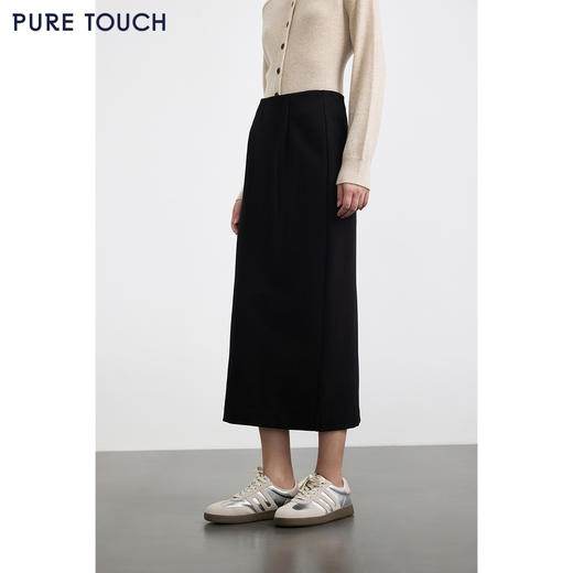 商场同款PURE TOUCH女装25秋冬新款高腰直筒半裙H型黑色过膝长裙 商品图0
