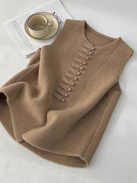 秋冬款【针织马甲】高级时尚洋气极简风 新中式无袖盘扣上衣 