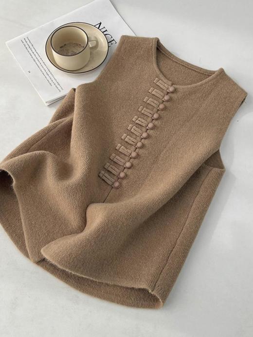 秋冬款【针织马甲】高级时尚洋气极简风 新中式无袖盘扣上衣  商品图0