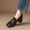 【预售5天】舒适柔软~新款简约百搭真皮单鞋女粗跟小皮鞋复古一脚蹬乐福鞋女ASZ&KL793R 商品缩略图1