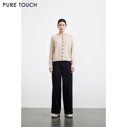 商场同款PURE TOUCH女装25秋冬新款羊绒针织开衫宽松圆领开襟毛衣 商品图1