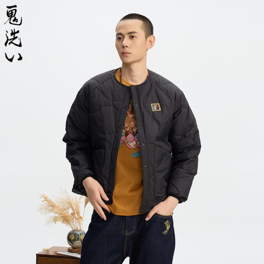 ONIARAI/鬼洗25秋冬泥棒蓝鲤鱼刺绣葫芦线内胆式羽绒服男 N340245 商品图0