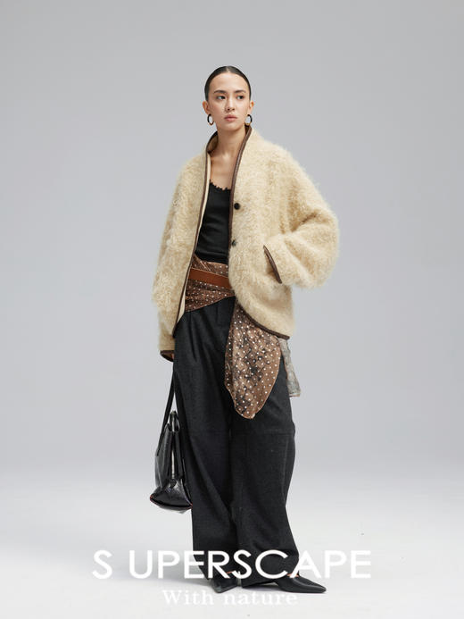 素舶 绵羊毛薄呢慵懒感宽松立体分割打褶香蕉裤休闲裤 商品图4