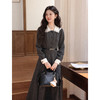鹿向南「馥郁晚香」灰色假两件翻领连衣裙秋冬季新款中长款裙子女 商品缩略图0