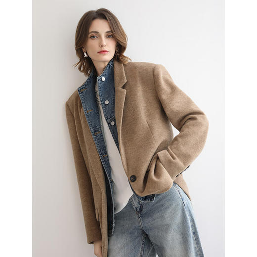 COCOBELLA高智感廓形通勤西装女2025秋冬保暖呢子外套SI3221 商品图3