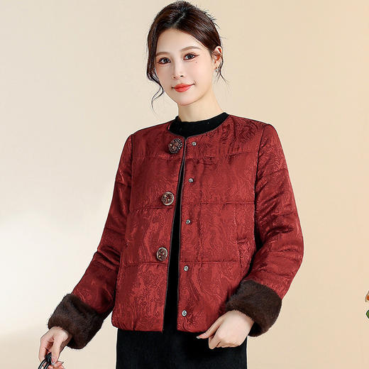 QYM CS25D110-Y圆领厚款保暖单排扣休闲外套 商品图1