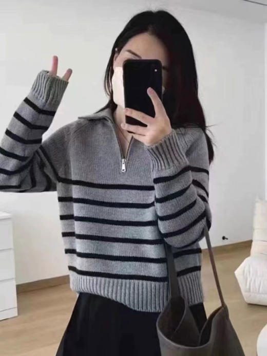 立领灰色毛衣 商品图1