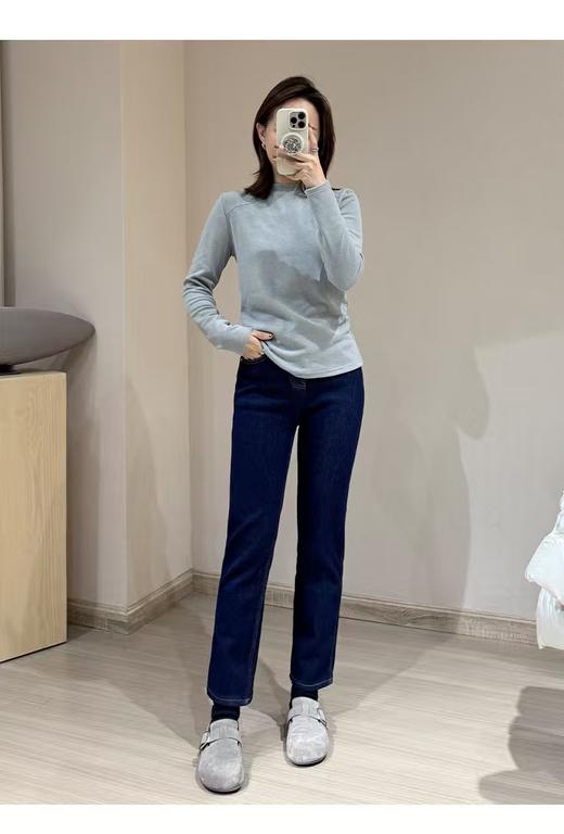 土耳其新款新色胶囊四面弹加绒烟管直筒牛仔裤 商品图9