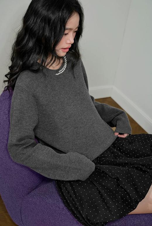 小香风钉珠羊毛混纺圆领毛衣 商品图7