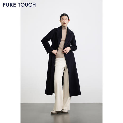 商场同款PURE TOUCH女装25秋冬丝绒毛混纺双面呢大衣长款H型毛呢 商品图3