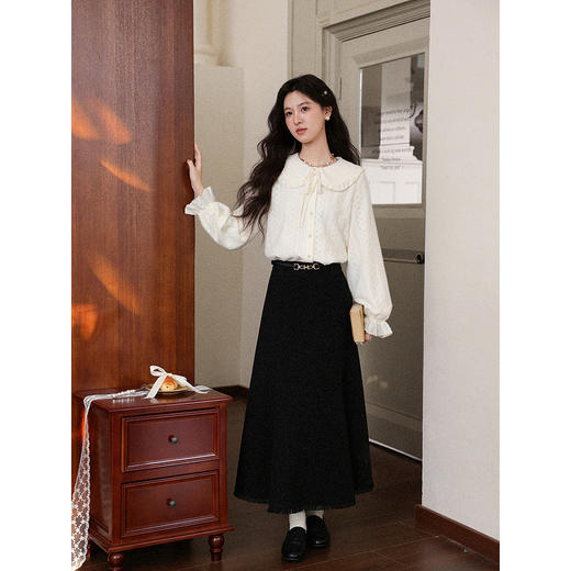 鹿向南「桂花糖霜」长袖杏色衬衫女秋季新款法式高级洋气女装上衣 商品图2