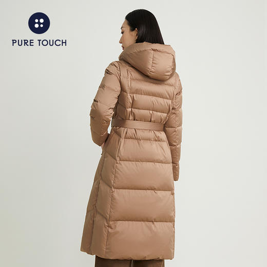 pure touch冬季女士羽绒服连帽长款外套白鸭绒修身时尚加厚上衣新 商品图4