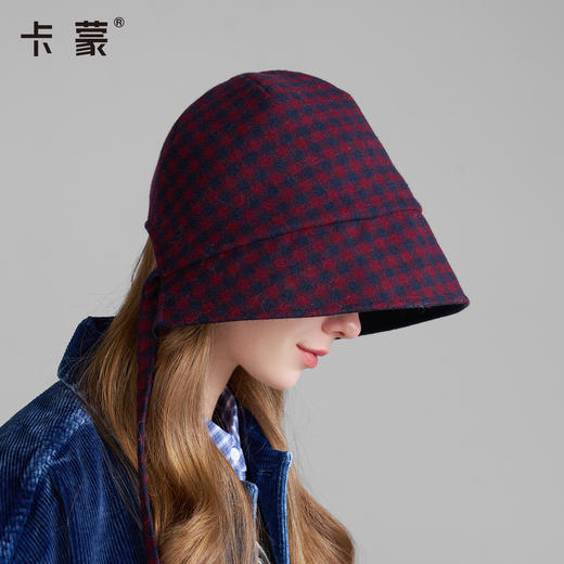 卡蒙格纹系带法师复古后开口冬帽KM-5305 商品图3