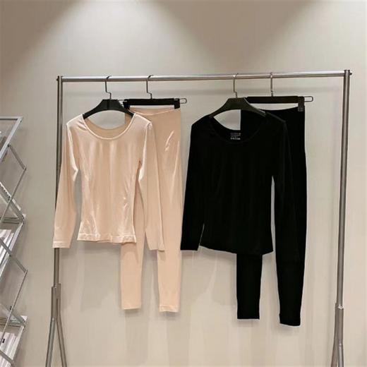 日本面膜发热保暖内衣女士薄面膜发热套装女37度恒温速热秋衣秋裤 商品图2