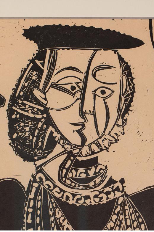 独角鹿西洋古董 1958年西班牙艺术画家创作出品限量麻胶版画《年轻女子肖像·追随克拉纳赫》 商品图3