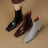 【预售5天】极简百搭小方头粗跟短靴新款秋冬加绒保暖中跟瘦瘦马丁靴SLLK&sl-7970 商品缩略图1