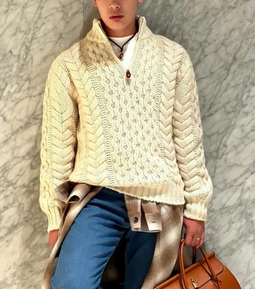 中性款绞花半拉链针织毛衣zh015 商品图3