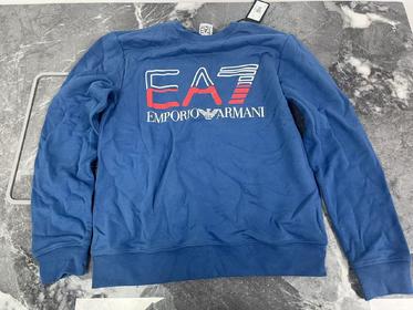 瑕疵EMPORIO ARMANI/EA7 男士纯色休闲logo印花圆领长袖套头卫衣