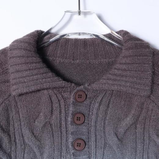 6907SDSA男士秋冬新款痞帅男装韩版渐变纽扣polo领毛衣百搭慵懒风上衣 商品图2