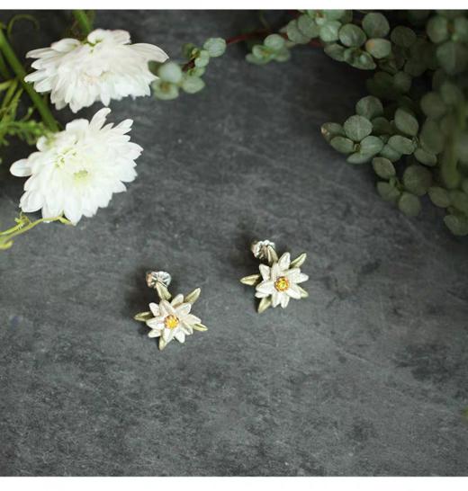 【Michael Michaud】雪绒花系列 花叶耳钉 商品图0