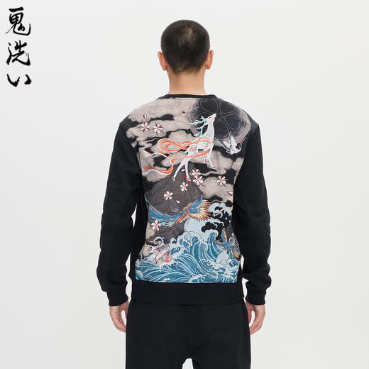 ONIARAI/鬼洗25秋冬泥棒蓝敦煌秘境九色鹿刺绣卫衣男式 25NOB53 商品图1