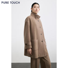 商场同款PURE TOUCH女装25秋冬羊毛混纺毛呢大衣中长款立领短外套
