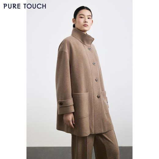 商场同款PURE TOUCH女装25秋冬羊毛混纺毛呢大衣中长款立领短外套 商品图0