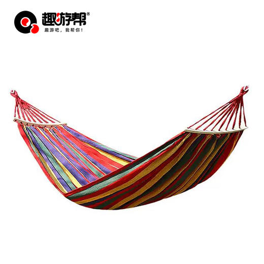 趣游帮 单人帆布吊床(Y101) 彩虹条 商品图0