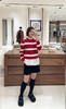 棉羊绒条纹套头毛衣 氛围感针织衫 精选精梳棉条与优质山羊绒混纺 经典红白宽条纹设计 复古法式风情 商品缩略图6