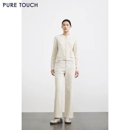 商场同款PURE TOUCH女装25秋冬新款圆领针织开衫拉链门襟羊毛混纺 商品图3