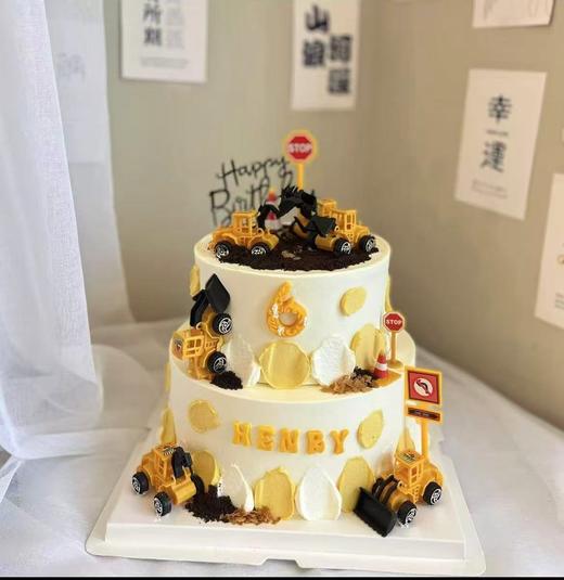挖掘机双层卡通蛋糕（下单备注数字几） 商品图0
