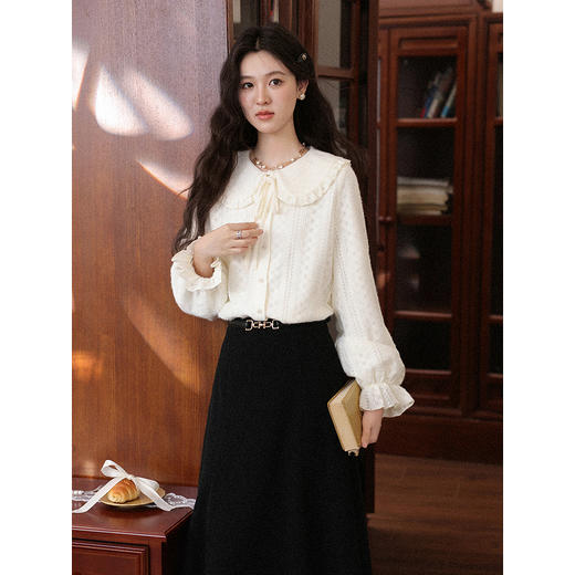 鹿向南「桂花糖霜」长袖杏色衬衫女秋季新款法式高级洋气女装上衣 商品图3