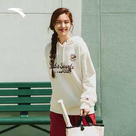 安踏连帽卫衣女2025冬季新款加绒帽衫宽松长袖运动上衣162548705N