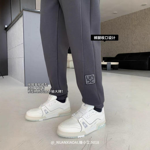 暖小艾9018秋冬加绒男生卫裤潮牌羊羔绒保暖休闲裤百搭束脚卫裤子 商品图3