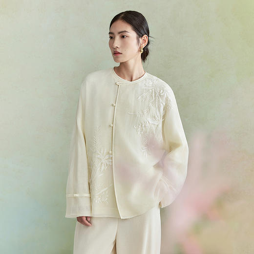 【林栖设计小店】桑蚕丝外套绣花优雅国风钉珠2026早春新款花仙子上衣女1961034 商品图4
