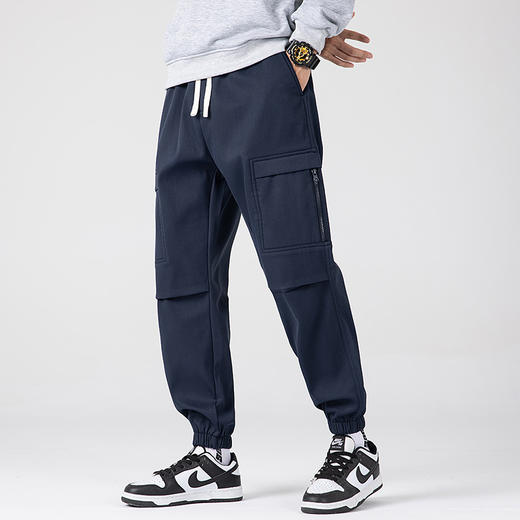 【加绒保暖】罗蒙男士冬季加绒休闲裤工装版型束脚设计腰部抽绳侧边大口袋时尚百搭长裤子 商品图5
