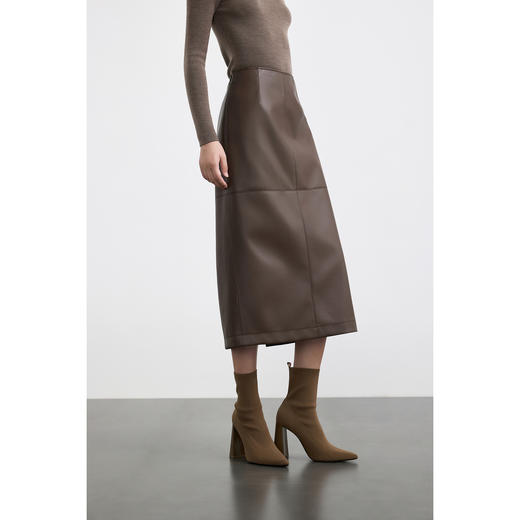 商场同款PURE TOUCH女装 25秋冬新款PU革H型半裙哑光时髦高腰长裙 商品图8