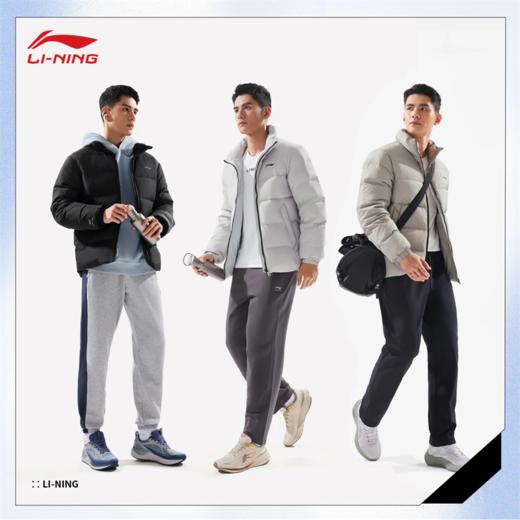 李宁男子防泼水立体裁剪鸭绒短羽绒服AYMV215 商品图1