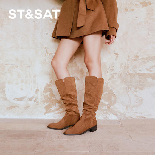 星期六时髦百搭气质尖头显瘦堆堆靴SSD4117C7M 商品图1